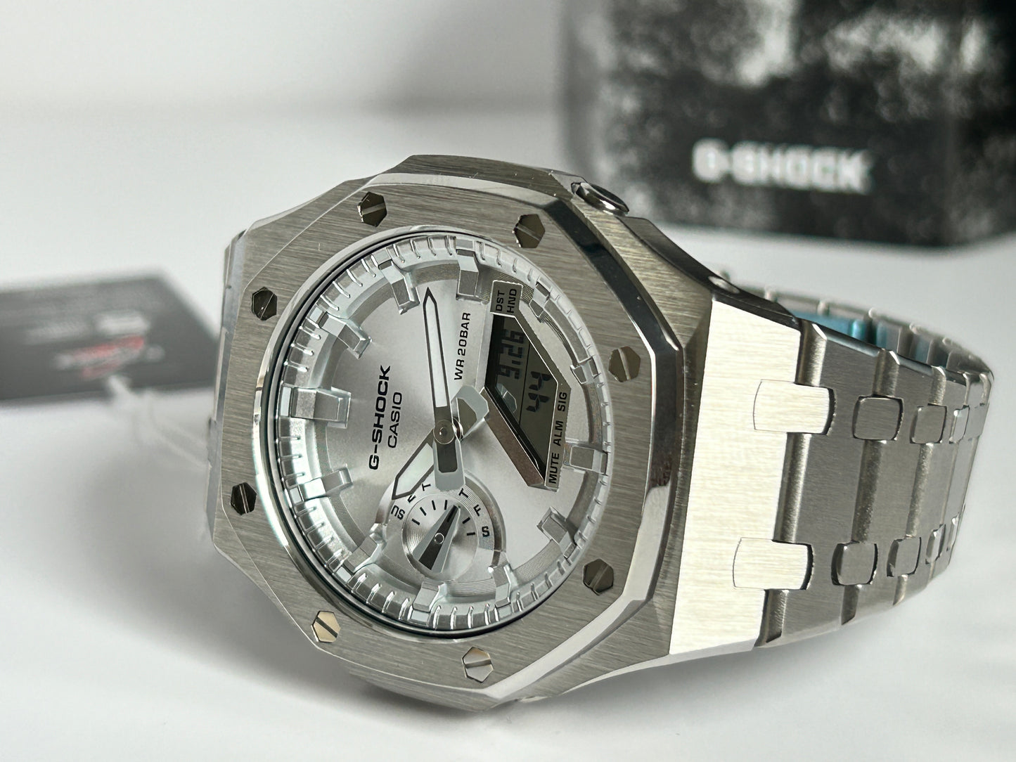 Custom G-SHOCK GA-2100 Mens Watch - Stainless Steel Silver