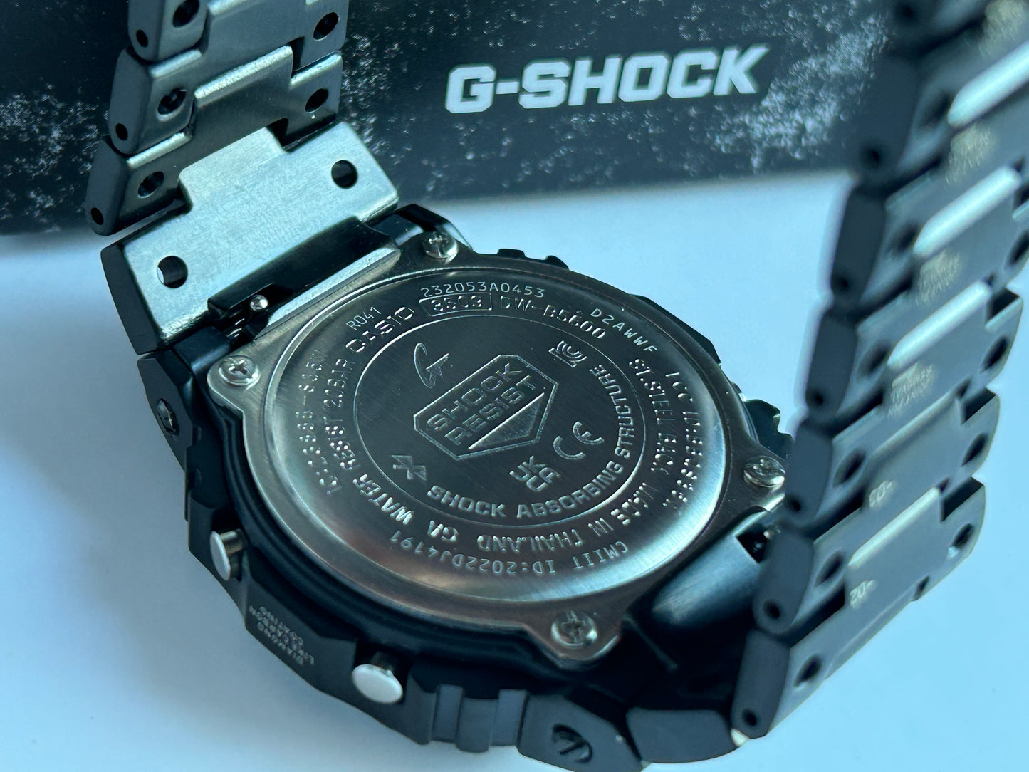 Custom Casio G-SHOCK DW-B5600G-1BPM Stainless Steel Bluetooth Watch