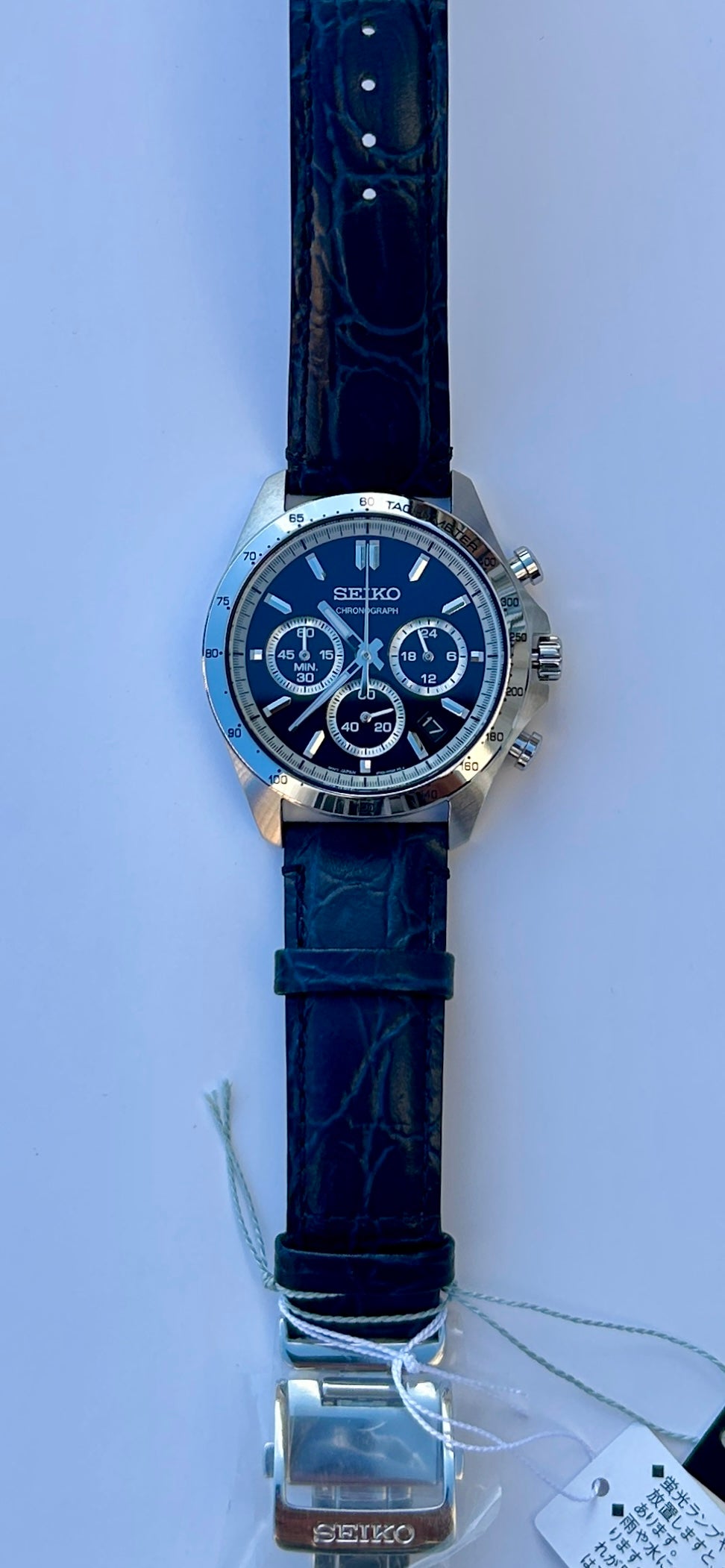 Seiko SBTR019 Chronograph Men's Watch | Steel & Leather, Blue Dial