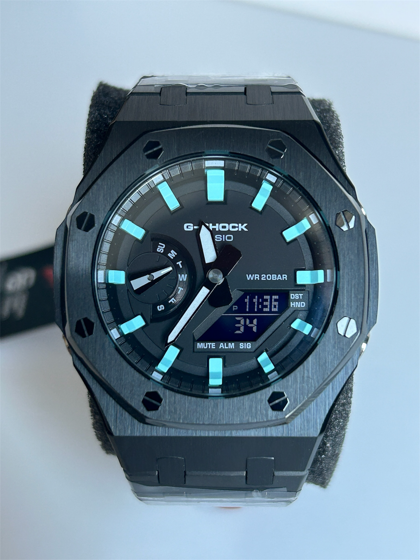 Custom Casio G-SHOCK GA-2100-1BPM Stainless Steel Black Ice Watch