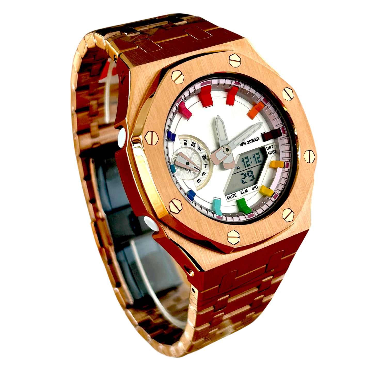 Custom Casio G-SHOCK Mini GMA-S2100-1BPM Rose Gold/Rainbow Watch