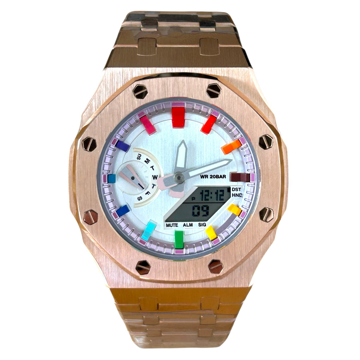 Custom Casio G-SHOCK Mini GMA-S2100-1BPM Rose Gold/Rainbow Watch