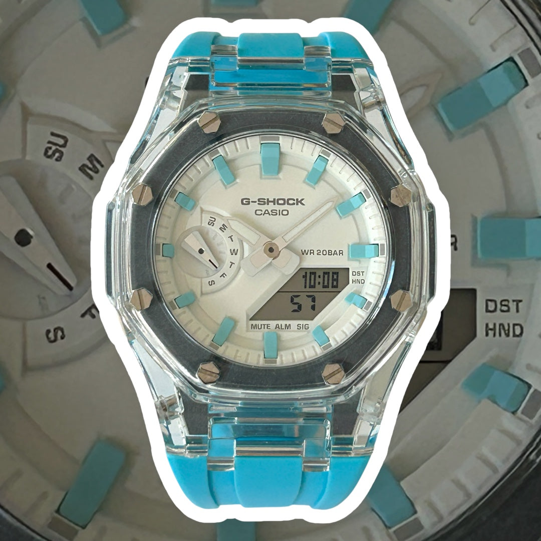Custom Casio G-SHOCK Mini GMA-S2100-BPS Blue/White/Clear Watch