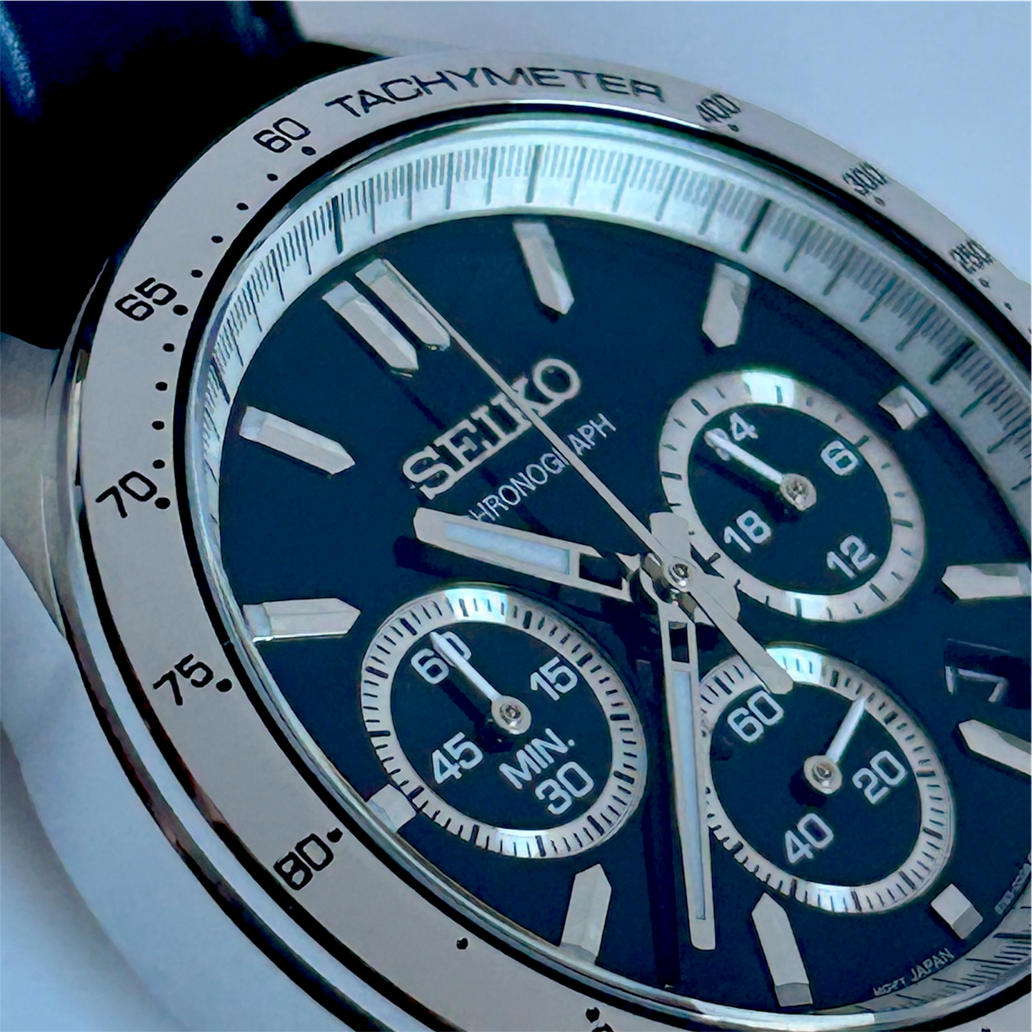 Seiko SBTR019 Chronograph Men's Watch | Steel & Leather, Blue Dial