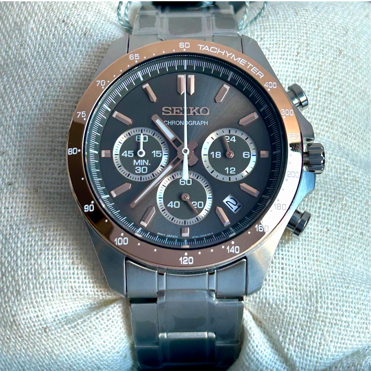 Seiko SBTR026 Chronograph Men's Watch | Stainless Steel, Copper Dial