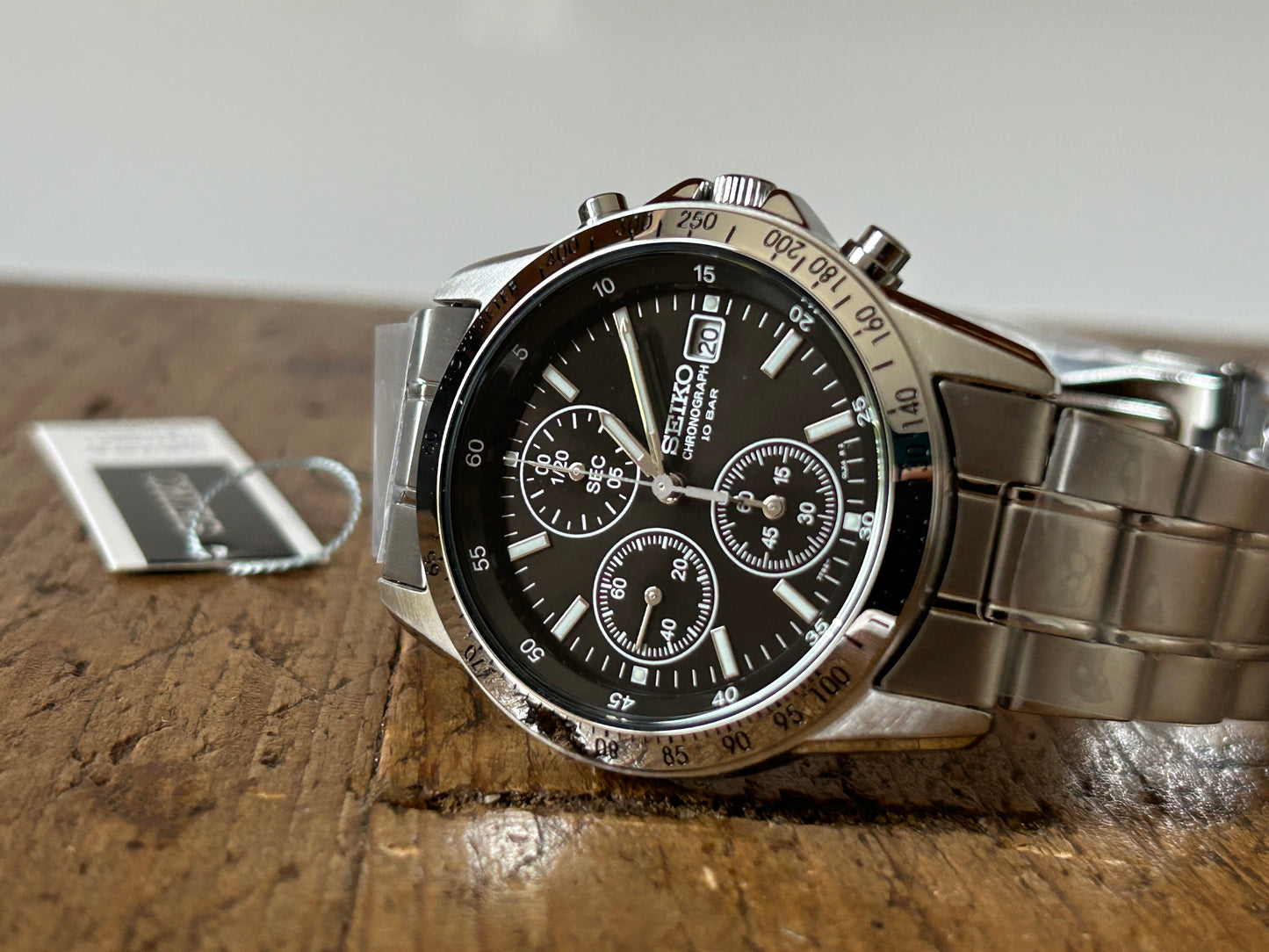 Seiko SBTQ041 JDM Chronograph Men's Watch | Stainless Steel, Black Dial