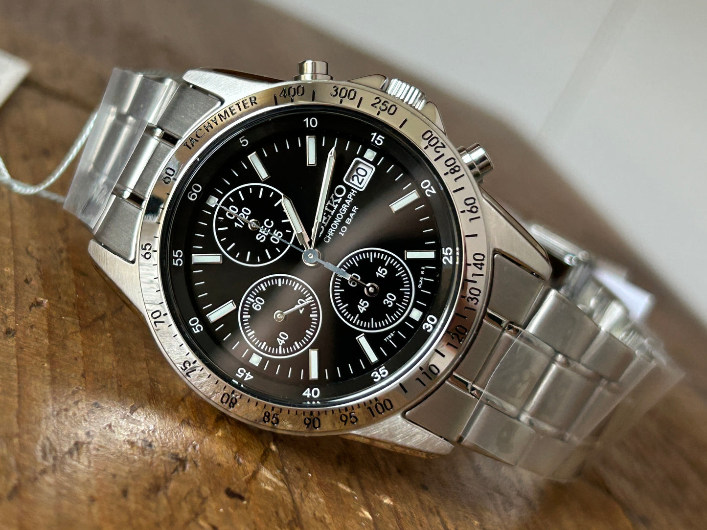 Seiko SBTQ041 JDM Chronograph Men's Watch | Stainless Steel, Black Dial