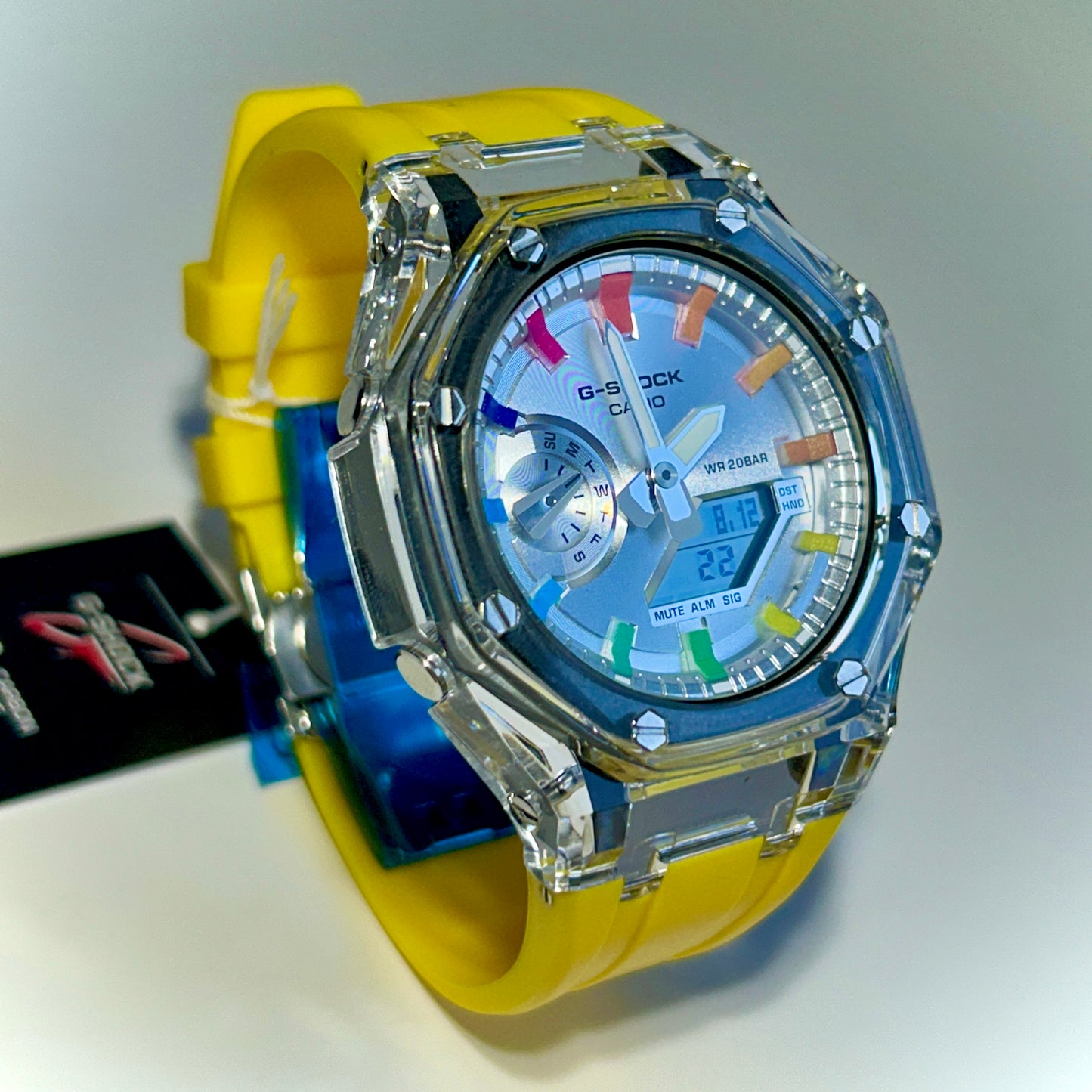 Custom Casio G-SHOCK GA-2100FF-BPS Yellow/Clear/Rainbow Watch