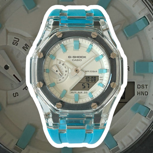 Custom Casio G-SHOCK Mini GMA-S2100-BPS Blue/White/Clear Watch
