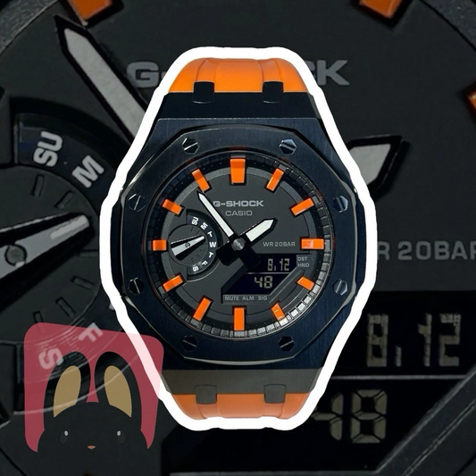 Custom Casio G-SHOCK GA-2100-1BPS Orange/Black Watch
