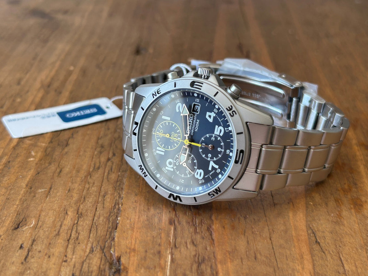Seiko SND379P JDM Chronograph Men's Watch | Stainless Steel, Blue Dial